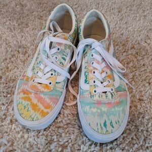 Vans Ward Low Top Sneaker Canvas Psychedelic Tie Dye US Women's Size 6